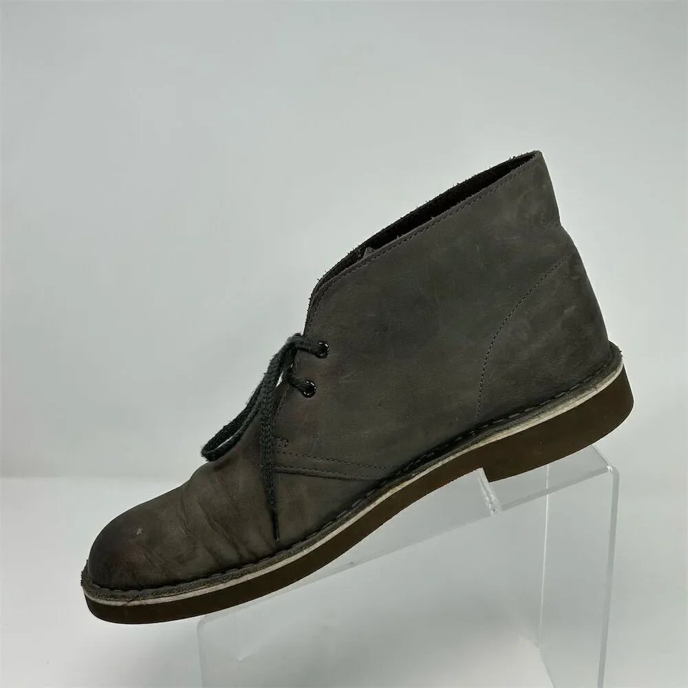 Clarks Men's Bushacre 2 Gray Leather Lace Up Chukka Boots Size 10 US Comfort